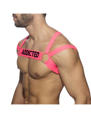 HARNESS DE POITRINE ROSE FLUO ADF173 - ADDICTED FETISH