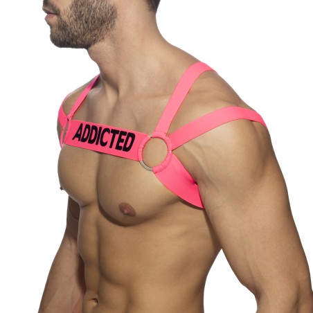 HARNESS DE POITRINE ROSE FLUO ADF173 - ADDICTED FETISH