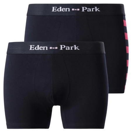 PACK DE DEUX BOXERS MARINE ET FUCHSIA - E658G19 - EDEN PARK