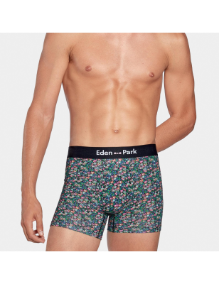 BOXER FLEURI MARINE ET VERT EN COTON - EP1221H3800 - EDEN PARK