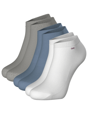 PACK 3 PAIRES DE CHAUSSETTES BASSES UNIS BLANCHES GRISES ET BLEUES EP1723A06P3 - EDEN PARK