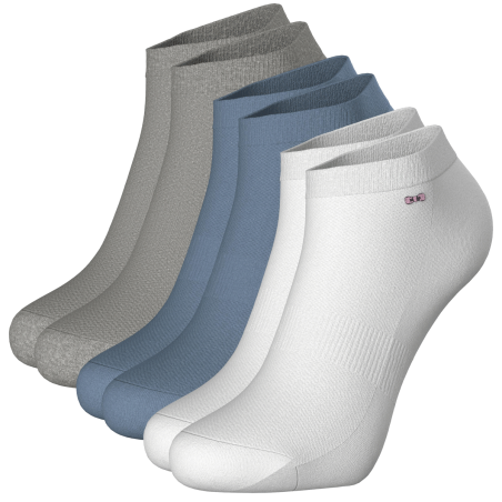 PACK 3 PAIRES DE CHAUSSETTES BASSES UNIS BLANCHES GRISES ET BLEUES EP1723A06P3 - EDEN PARK