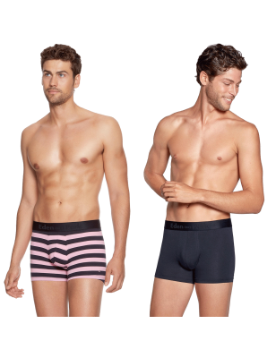 PACK DE DEUX BOXERS RAYURES ROSE ET MARINE -EP1221E41P2 - EDEN PARK