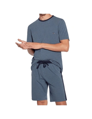 PYJAMA COURT COL ROND UNI BLEU CHINE - EP1511H3600 - EDEN PARK