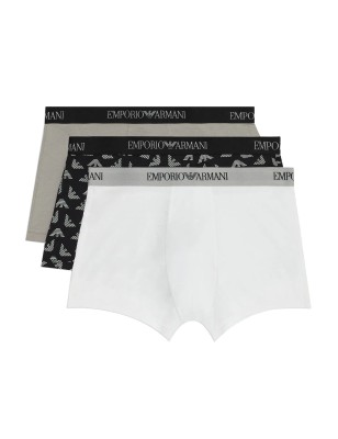 PACK DE 3 BOXER EN COTON NOIR GRIS ET BLANC 111624-4R722 - EMPORIO ARMANI