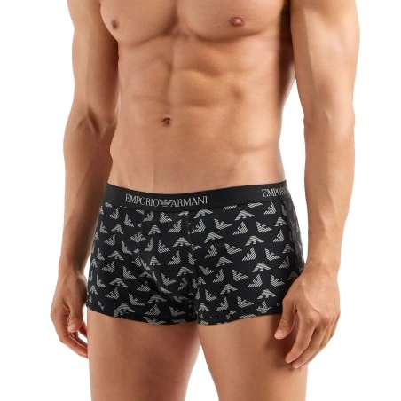 PACK DE 3 BOXER EN COTON NOIR GRIS ET BLANC 111624-4R722 - EMPORIO ARMANI