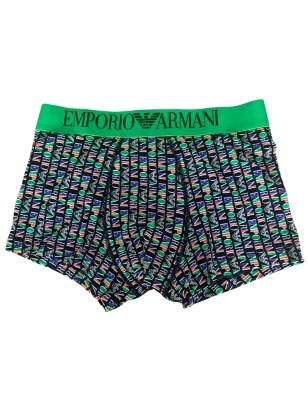 BOXER MONOGRAMME EN COTON VERT ET NOIR 111290-4R508  - EMPORIO ARMANI