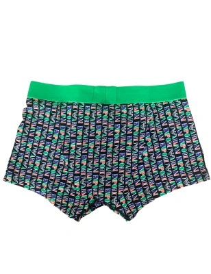 BOXER MONOGRAMME EN COTON VERT ET NOIR 111290-4R508  - EMPORIO ARMANI