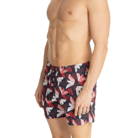 SHORT DE BAIN A MOTIFS MARINE ROUGE ET BLANC 211740-4R444  - EMPORIO ARMANI