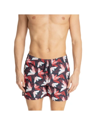 SHORT DE BAIN A MOTIFS MARINE ROUGE ET BLANC 211740-4R444  - EMPORIO ARMANI