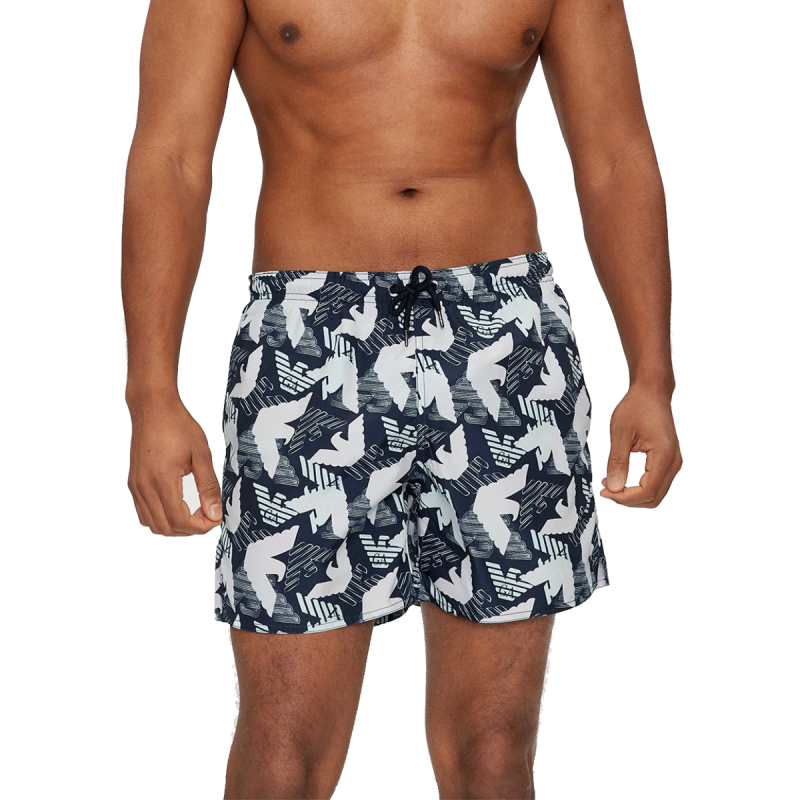 SHORT DE BAIN A MOTIFS MARINE VERT D'EAU ET GRIS  211740-4R444  - EMPORIO ARMANI