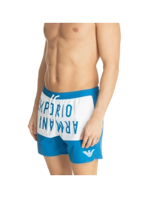 SHORT DE BAIN AVEC ECRITURE BLEU ET BLANC 211740-4R424 - EMPORIO ARMANI
