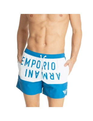 SHORT DE BAIN AVEC ECRITURE BLEU ET BLANC 211740-4R424 - EMPORIO ARMANI
