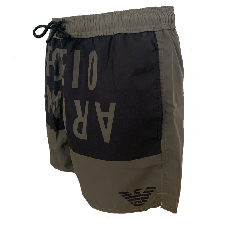 SHORT DE BAIN AVEC ECRITURE KAKI ET NOIR 211740 4R424 EMPORIO ARMANI