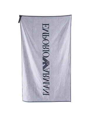 DRAP DE BAIN REVERSIBLE LOGOTE MARINE ET BLANC 231772-4R451- EMPORIO ARMANI