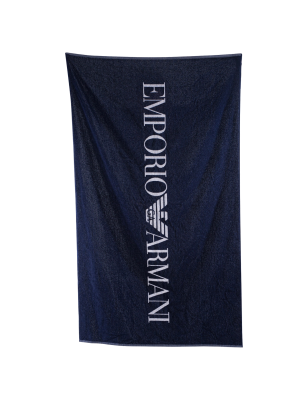 DRAP DE BAIN REVERSIBLE LOGOTE MARINE ET BLANC 231772-4R451- EMPORIO ARMANI