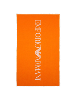 DRAP DE BAIN REVERSIBLE LOGOTE ORANGE ET BLANC 231772-4R451 - EMPORIO ARMANI