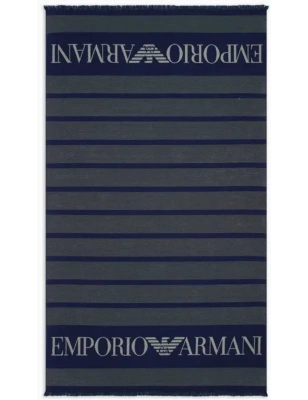 SERVIETTE DE BAIN FOUTA LOGOTE MARINE ET BLANC 231763-4R458 - EMPORIO ARMANI