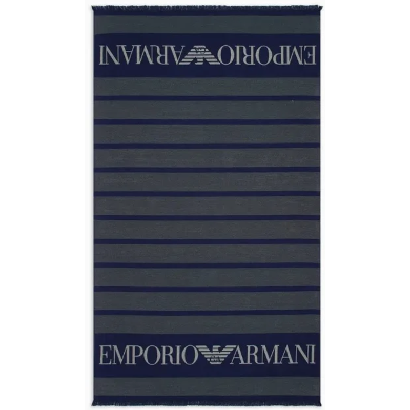 SERVIETTE DE BAIN FOUTA LOGOTE MARINE ET BLANC 231763-4R458 - EMPORIO ARMANI