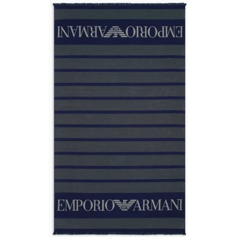 SERVIETTE DE BAIN FOUTA LOGOTE MARINE ET BLANC 231763-4R458 - EMPORIO ARMANI