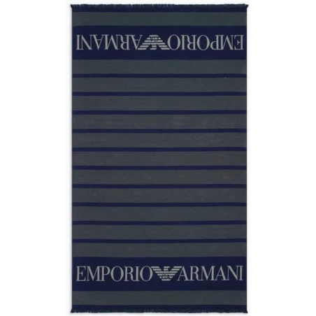 SERVIETTE DE BAIN FOUTA LOGOTE MARINE ET BLANC 231763-4R458 - EMPORIO ARMANI