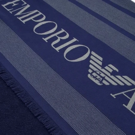 SERVIETTE DE BAIN FOUTA LOGOTE MARINE ET BLANC 231763-4R458 - EMPORIO ARMANI