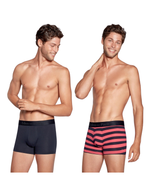 PACK DE DEUX BOXERS RAYURES FUCHSIA ET MARINE - EP1221E41P2 - EDEN PARK