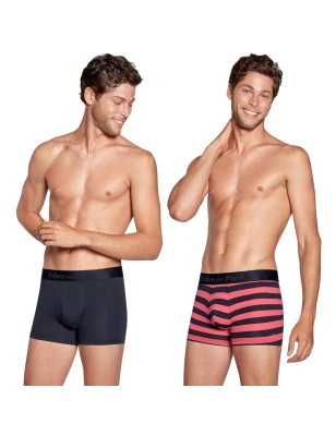 PACK DE DEUX BOXERS RAYURES FUCHSIA ET MARINE - EP1221E41P2 - EDEN PARK