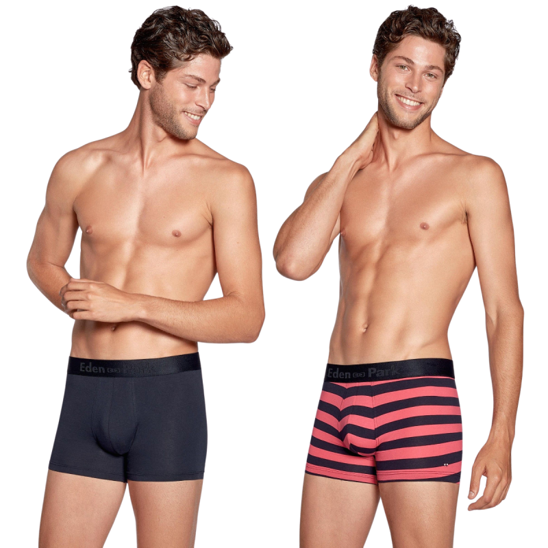 PACK DE DEUX BOXERS RAYURES FUCHSIA ET MARINE - EP1221E41P2 - EDEN PARK