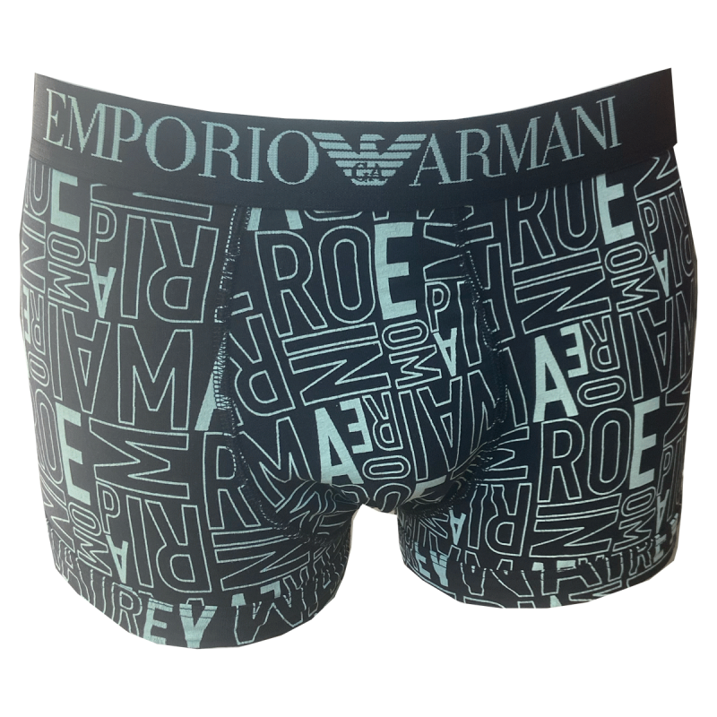 BOXER COTON LOGOTE MARINE ET VERT CLAIR 111389-4R506 - EMPORIO ARMANI