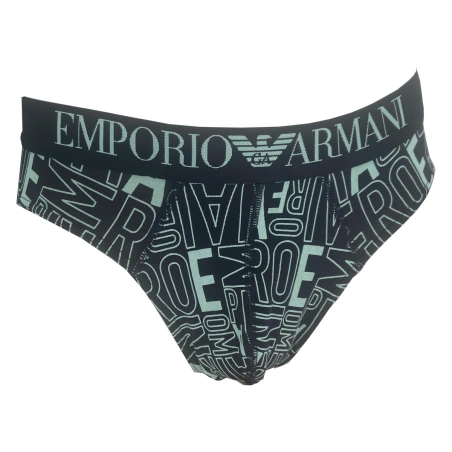 SLIP COTON LOGOTE MARINE ET VERT CLAIR 110814-4R506 - EMPORIO ARMANI