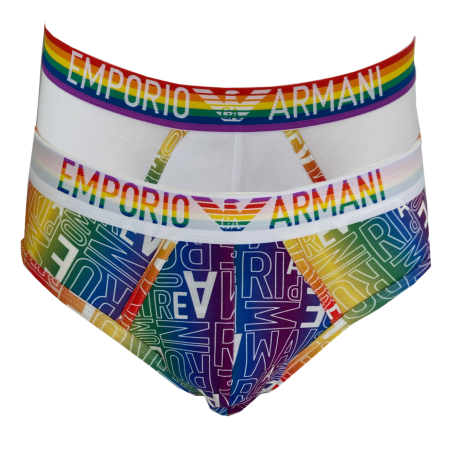 PACK DE 2 SLIPS PRIDE BLANC 112079-4R513 - EMPORIO ARMANI