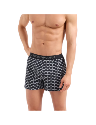 BOXER COTON A MOTIFS NOIR/GRIS ET BLANC 112072-4R504 - EMPORIO ARMANI