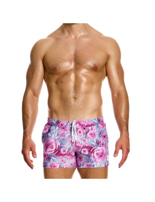 SHORT DE BAIN COURT ORIGAMI A FLEURS ROSES FS2431 - MODUS VIVENDI