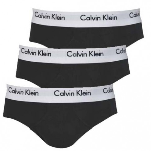 PACK DE 3 SLIPS NOIR COTON U2661G-001 - CALVIN KLEIN PACK DE 3 SLIPS NOIR COTON U2661G-001 - CALVIN KLEIN