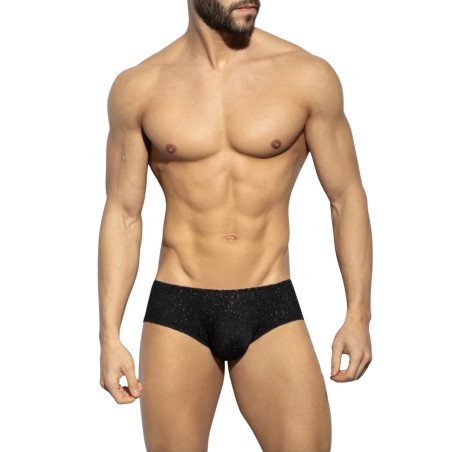 SUNGA/MINI BOXER DE BAIN BRILLANT NOIR ET DORE UN618 - ES COLLECTION