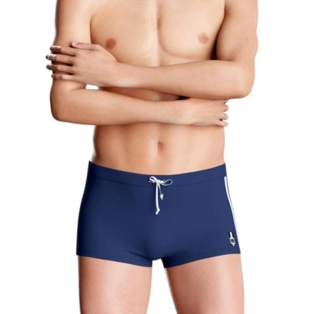 BOXER DE BAIN A RAYURES LATERALES BLEU IM1924L4300 - IMPETUS