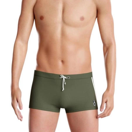 BOXER DE BAIN A RAYURES LATERALES KAKI IM1924L4300 - IMPETUS