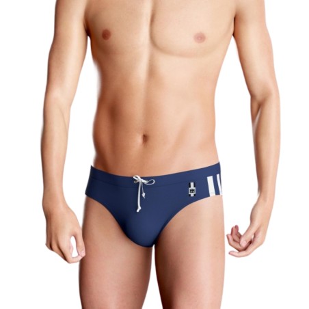 SLIP DE BAIN A RAYURES LATERALES BLEU IM1914L4300 - IMPETUS