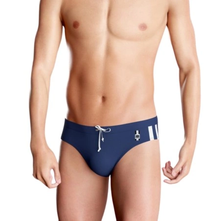 SLIP DE BAIN A RAYURES LATERALES BLEU IM1914L4300 - IMPETUS