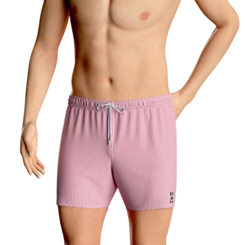 SHORT DE BAIN A RAYURES ROSE IM1940M3100 - IMPETUS