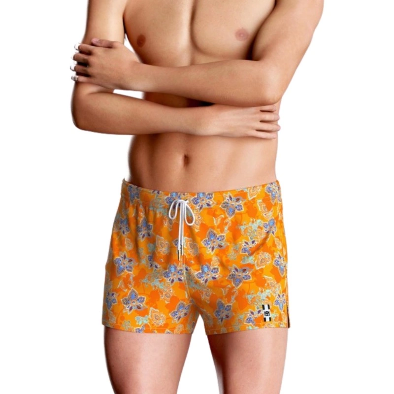 SHORT DE BAIN A MOTIF FLORAL ORANGE IM1930N5900 - IMPETUS