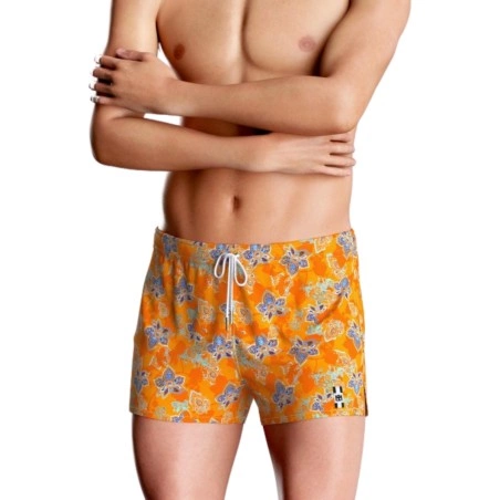 SHORT DE BAIN A MOTIF FLORAL ORANGE IM1930N5900 - IMPETUS