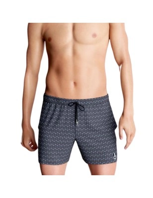 SHORT DE BAIN A MOTIF GEOMETRIQUE MARINE IM1943N2300 - IMPETUS