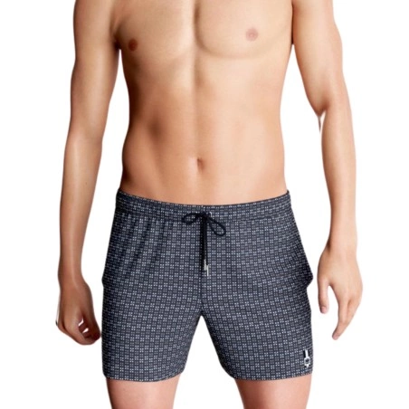 SHORT DE BAIN A MOTIF GEOMETRIQUE MARINE IM1943N2300 - IMPETUS