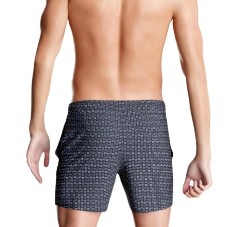 SHORT DE BAIN A MOTIF GEOMETRIQUE MARINE IM1943N2300 - IMPETUS