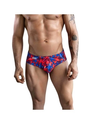 SLIP DE BAIN MOTIF LANGOUSTE ROUGE ET BLEU 174005 - CLEVER