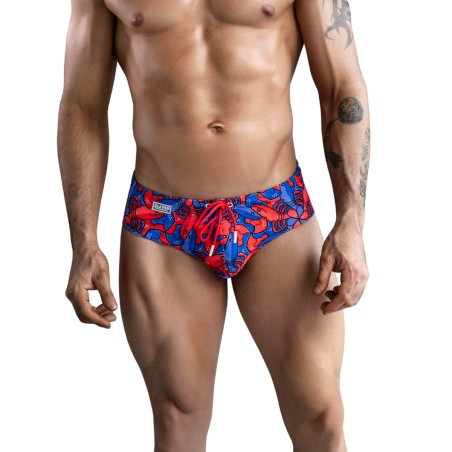 SLIP DE BAIN MOTIF LANGOUSTE ROUGE ET BLEU 174005 - CLEVER