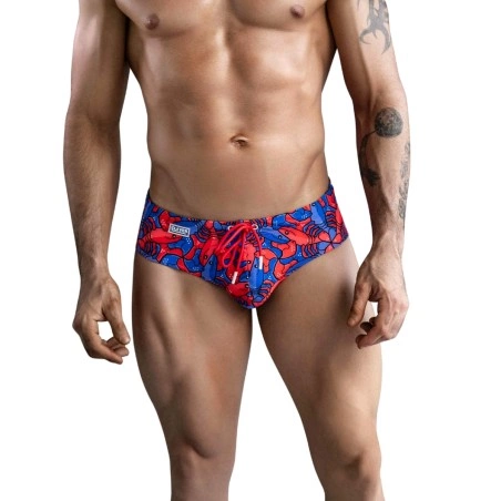 SLIP DE BAIN MOTIF LANGOUSTE ROUGE ET BLEU 174005 - CLEVER