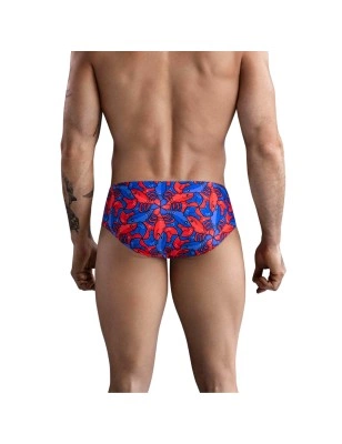 SLIP DE BAIN MOTIF LANGOUSTE ROUGE ET BLEU 174005 - CLEVER